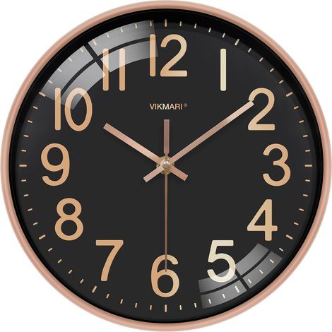 Wall Clock 30 cm Black and Gold Silent Design (1/5)