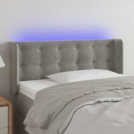 vidaXL Cabecero con LED de terciopelo gris claro 83x16x78/88 cm (1/5)