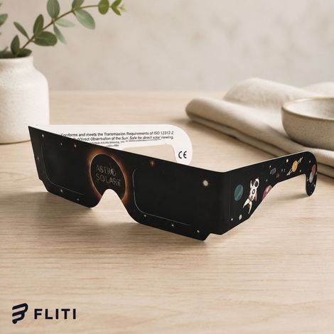 Solar eclipse glasses 8 pairs - ISO 12312-2 sun protection, double layer metallic polymer film, neutral yellow-orange vision, ideal for direct observation of the sun. (1/5)