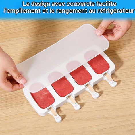 3 Pièces Moules A Glace Silicone,Avec Couvercle,Moule Glace,Moule Magnum Cake Popsicle Moule,Silicone Moule À Crème,Contient [F47] (1/4)