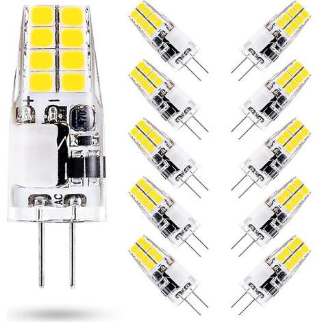 Ampoule LED G4 3W,6000K Blanc Froid,Équivalent 35W G4 Ampoule Halogène,AC/DC 12V,300 Lumens,Non Dimmable,Lot de 10 (1/5)