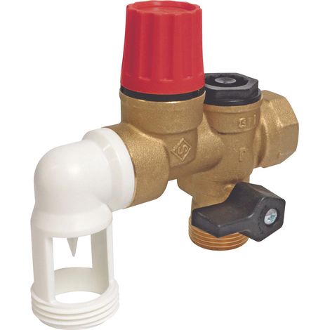 Somatherm For You – Groupe de sécurité inox coudé 3/4" pour eau agressive – Siège inox – Garde d'air coudée – Vanne d'arrêt intégrée