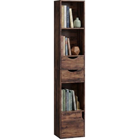HOMCOM Bookcase with Drawers Adjustable Shelf 158 cm Rustic Brown
