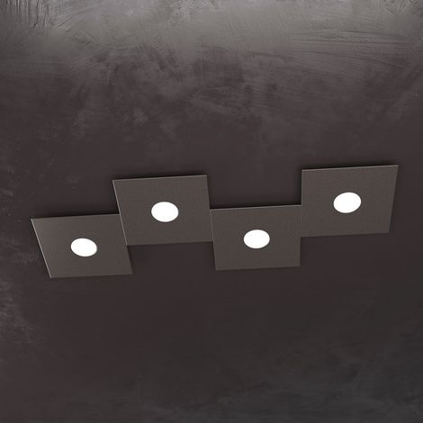 Plafoniera moderna top light eccentric 1156 4l gx53 led metallo lampada parete soffitto, finitura metallo marrone