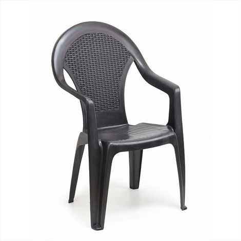 Sedia Giardino Impilabile Giglio Antracite in Polipropilene 57,5x56x94 cm