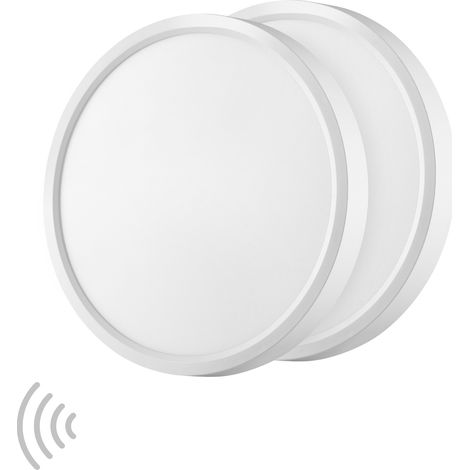 Oraymin – Pack de 2 Plafonnier LED Ultra-plat Ø30cm Rond 24W 2400lm 4000K Blanche Neutre – Avec Détecteur De Mouvement – Éclairage Moderne Design Pour Balcon, Couloir, Cage D’escalier (1/5)