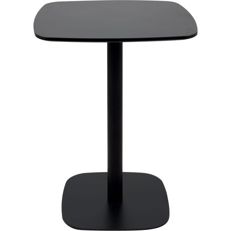 Table de bistrot de cuisine, table d'appoint, hauteur 75 cm, plateau 60 x 60 cm, pour 1 à 2 personnes, piètement fixe en métal SILA (blanc et bois) (1/4)