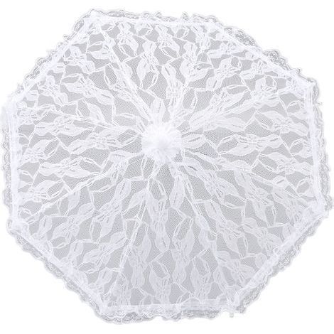 Weißer Sonnenschirm aus Spitze mit J-förmigem Ärmel – elegant für Hochzeiten, Partys und Abschlussbälle (1/5)