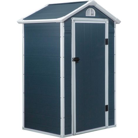 Abri de jardin/remise à outils gris 134 x 104 x 204 cm avec fenêtre d'aération et toit pentu, en métal pour le jardin et l'extérieur – 1 pièce, à installer sur place (1/5)