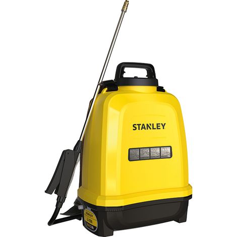 Stanley Spruzzatore de pressione 12 L, spruzzatore de giardino, elettrico, a batteria de Lithium Rechargeable, Lancia telescopica, ugello regolabile, portata 2 h, max. 5 Bar, 0,6 L/min, Giallo/Nero