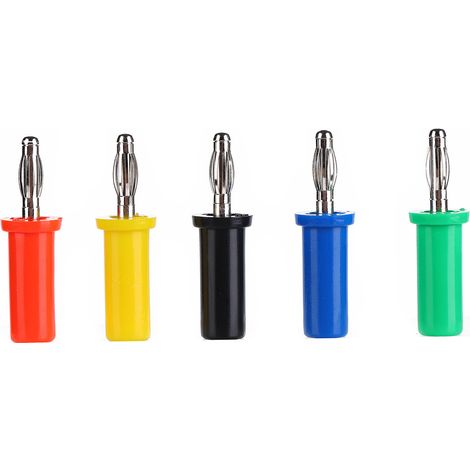 Lot de 5 fiches bananes U30 4mm rouge noir jaune vert bleu pour test électrique (1/5)
