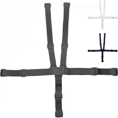 Lot de 2 harnais de sécurité 5 points pour chaise haute enfant - Gamme Ptit - Gris - Monsieur Bébé (1/3)