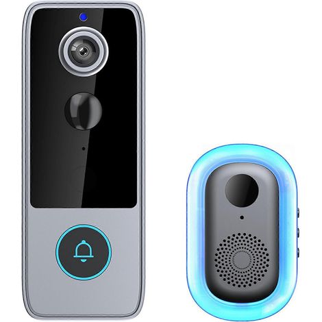 Interphone intelligent pour porte d'entrée avec détection PIR et alertes en temps réel, interphone vocal WiFi, sonnette de surveillance à distance, surveillance d'entrée simplifiée (1/4)