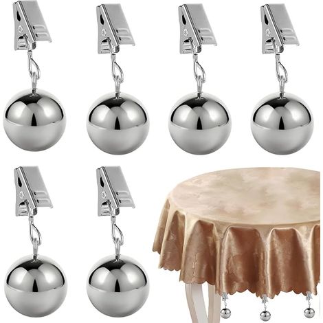 Juego de 6 pesas para manteles con clip colgante, ideales para fiestas, viajes de camping, bodas y picnics en el jardín. (1/5)