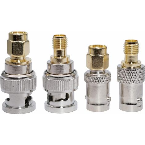 Paquete de 4 conectores coaxiales RF BNC a SMA Adaptador de conector SMA a BNC (1/5)