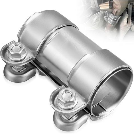 Collier Echappement Ø 55 mm x 125 mm, Manchon D'Échappement en Acier Inoxydable, Raccord Collier de Serrage Double, Connecteur de Tuyau Universel pour Accessoires Tuyaux de 55 mm Voiture Moto Camions (1/5)