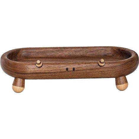 Plateau rond en bois de noyer noir d'Amérique du Nord, petit organisateur de rangement pour lunettes et décorations de bureau... (1/5)