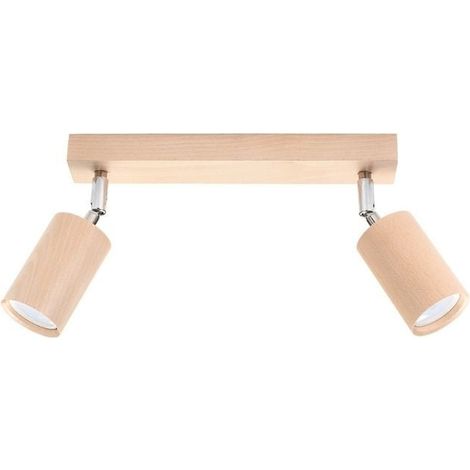 Plafonnier 2 Spots Orientables Bois pour Ampoule GU10 - SILUMEN (1/5)