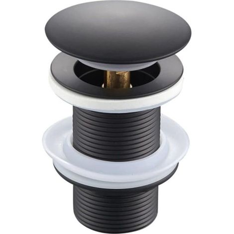 Universal Black Pop-Up Basin Waste, Drain Plug Without Overflow, Universal Drain Plug Without Overflow for Basins and Sinks (1/5)