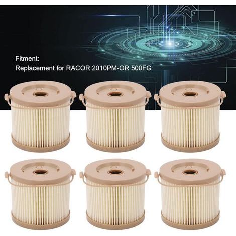 Filtre gasoil racor, Lot de 6 Filtres à Carburant Séparateur d'eau pour Filtre à Eau pour RACOR 2010PM-OR 500FG (1/4)
