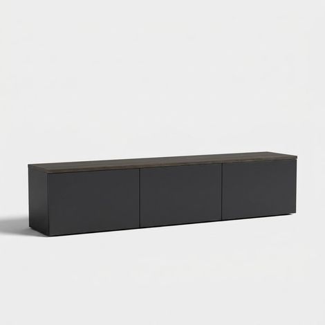Schwebendes TV-Lowboard mit LED und Türen 160 cm Neon V2 - Anthrazit