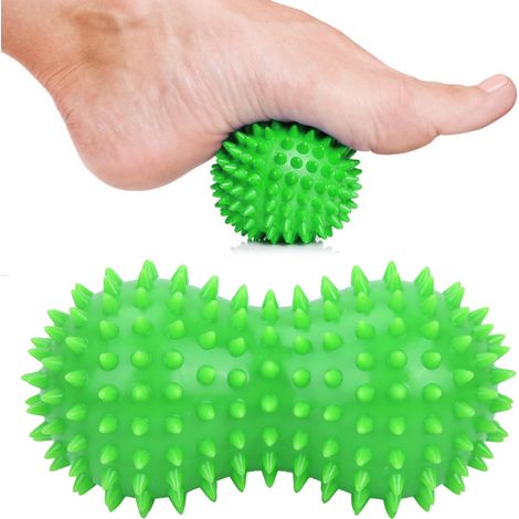 Balle de massage à picots en PVC pour pieds et dos - Relaxation musculaire et récupération sportive (vert) (1/3)