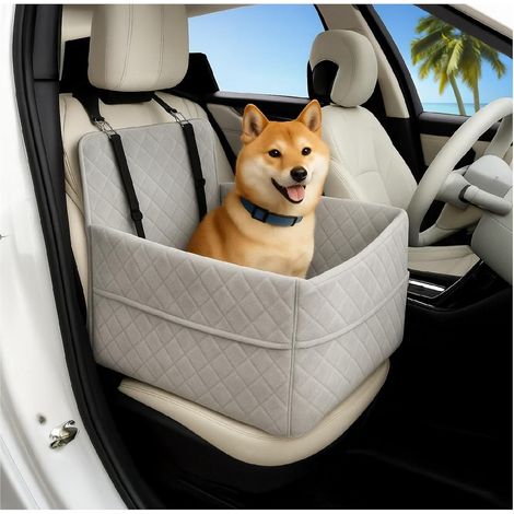 Trintion Dog Car Seat Up to 35lbs with A Storage Pocket Fully Detachable and Washable Pet Car Seat Soft Fabic (Gray, 35 lbs) (1/5)