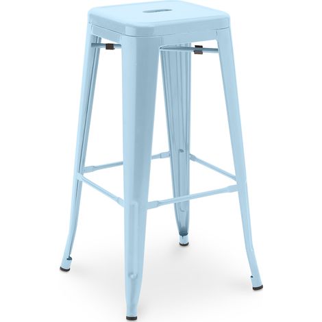 Tabouret de bar - Design industriel - 76cm - Nouvelle édition- Stylix Bleu clair (1/5)