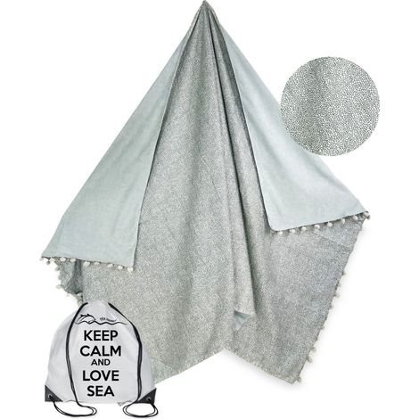 TELO mare doppio KIKOY Boy Grigio in COTONE e in SPUGNA con ZAINO KEEP (1/5)