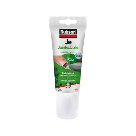 Rubson Je Jointe & Colle Mastic Transparent 150 ml, mastic étanche en tube prêt à l'emploi, mastic polymère pour collage, réparation, et rebouchage en extérieur