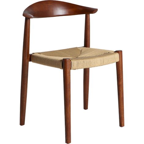 Chaise nordique en bois de hêtre et corde beige élégante - Brun bois de hêtre et beige naturel (1/5)