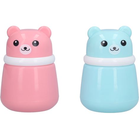 Boîte vide pour poudre en forme d'ours, 2 pièces, récipient pour poudre corporelle après bain, idéale pour maison et voyage, ours cartoon. (1/5)