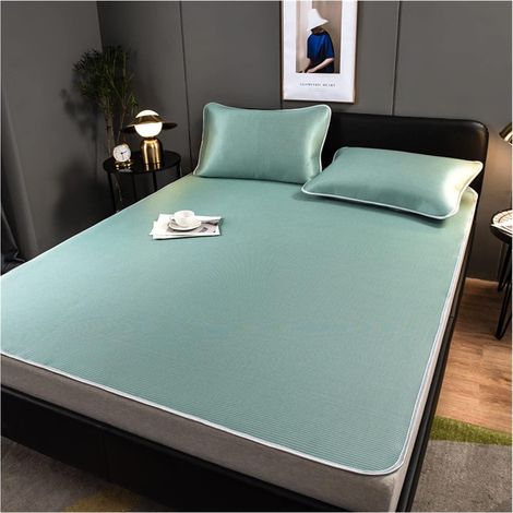 Draps en Soie Rafraîchissants Matelas d'été en Soie glacée for lit Simple ou Double, Matelas de Couchage Frais et Confortable, 90/120/150/180 cm, Protection for Luxe King(Color 04,180x200cm) (1/3)