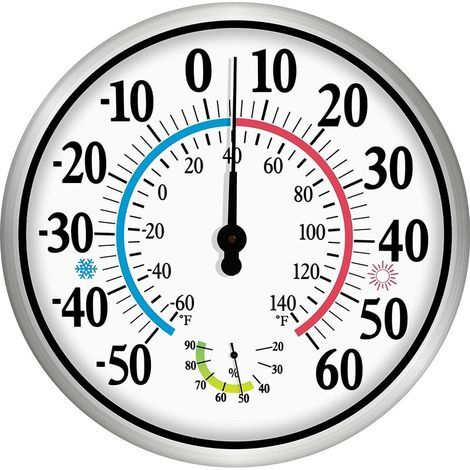12-stelliges Außenthermometer – 2-in-1-Funkthermometer/Hygrometer für Innen und Außen, Wandthermometer/Hygrometer mit Edelstahlgehäuse (1/5)