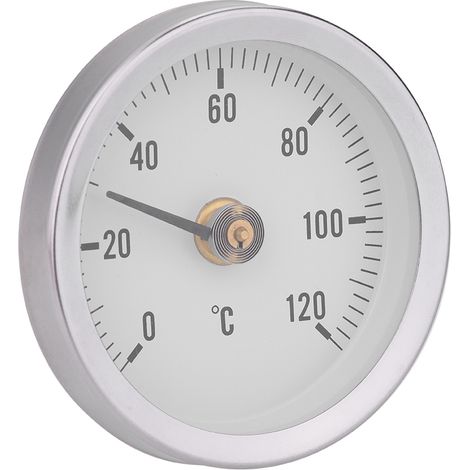 Thermomètre à ressort bimétallique étanche à l'eau et à la poussière pour surface de tuyau (63 mm, IP55, 0-120°) (1/5)