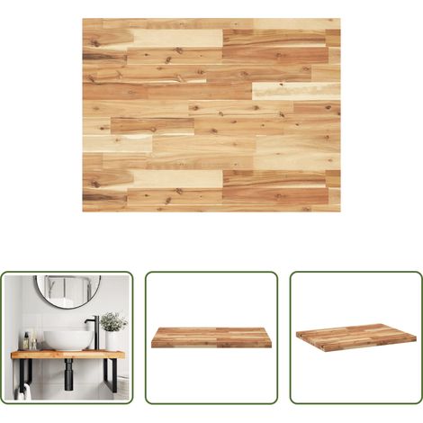 vidaXL Meuble en bois - Dessus de meuble de salle de bain finition à l'huile 100x60x4cm (1/5)