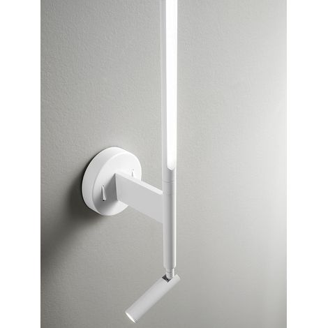 Applique murale en métal blanc avec spot et diffuseur orientables LED 9W intégrés, au design moderne et élégant H.55 cm - Marque Perenz (1/2)