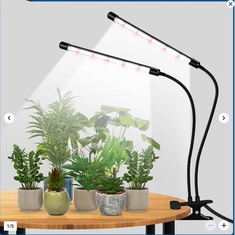 Lampe Horticole LED Double Tête Spectre Complet, 3 Modes & 10 Niveaux Luminosité, Minuterie Automatique - Plantes d'Intérieur (1/5)
