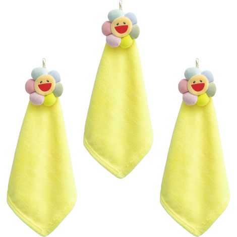 Serviettes de cuisine et de salle de bain en velours corail, motif nuages ou fleurs, avec boucles de suspension, absorbantes et épaisses (fleurs). (1/5)
