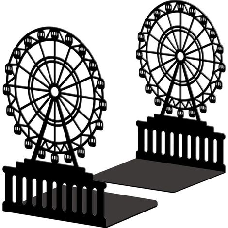 Lot de 2 Serre-Livres Métal Grande Roue Décoratif (1/5)
