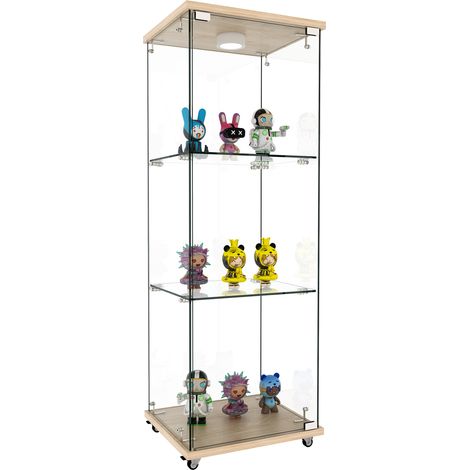 CHICFURN Vetrina in vetro temperato 42,5x36,5x121,7 cm effetto legno naturale con LED (1/5)