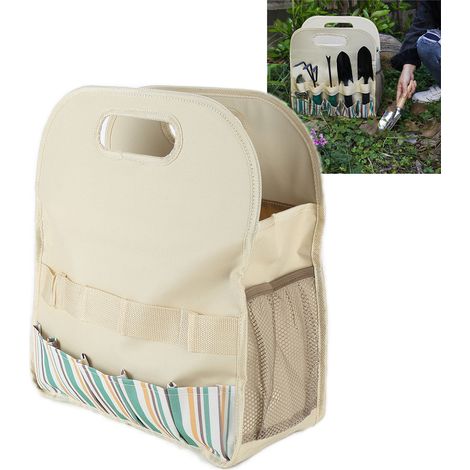 Werkzeugtasche mit großem Fassungsvermögen, khaki-gestreift, tragbar, sortiert, für Garten-, Haushalts- und Holzbearbeitungswerkzeuge (1/5)