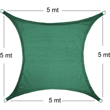 STI Vela Parasole Telo Ombreggiante Tenda Quadrata 5x5 mt Verde (1/3)