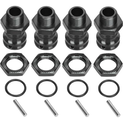4 pièces Alliage d'Aluminium 17mm Hex 23mm Prolongateur Roue pour Voiture RC 1/8 Modèle Noir (1/5)