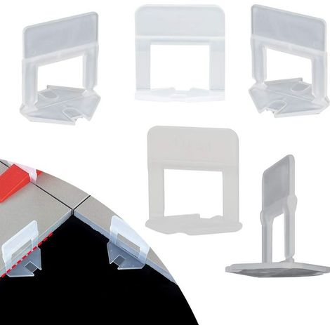 Système de Nivellement pour Carrelage Kit 100 Languettes de Nivellement Clips 2mm pour la Pose de Carreaux épaisseur 3–12 mm (1/5)