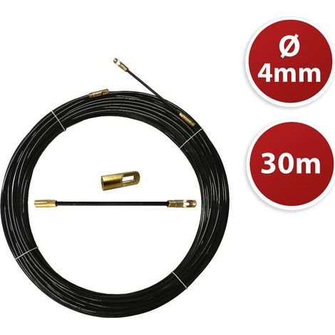 Tire fils noir en nylon Ø4mm, 30m, à tête interchangeable TECNID - VELAMP - SYN4-030