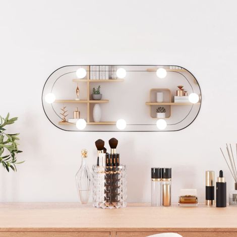 Miroir mural avec lumières LED Miroir déco pour Salle de bain Salon Chambre ou Dressing 20x50 cm verre ovale 98515 (1/5)