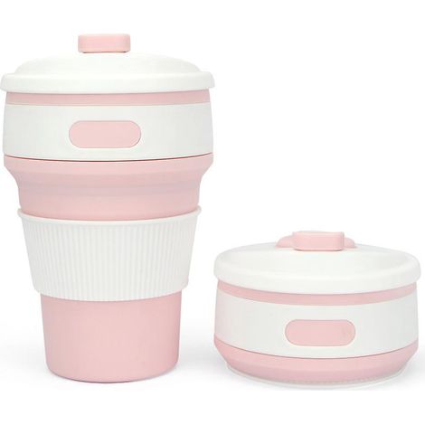 tasse Pliable En Silicone 350 Ml (rose) Tasse Caf Tasse De Voyage Isolation Rutilisable Tasse De Camping Tasse Isolante Avec Couvercle Pliable Ta (1/5)