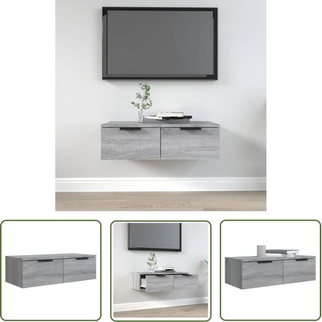 The Living Store Armoire murale Sonoma gris 68x30x20 cm Bois d'ingénierie - Armoire Murale - Étagère Suspendue - Rangement Mural - Meuble Tv Mural - Meuble Design (1/5)