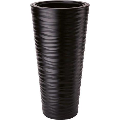 Sahara Dunes Slim 40 Runder Blumentopf  Schwarz
